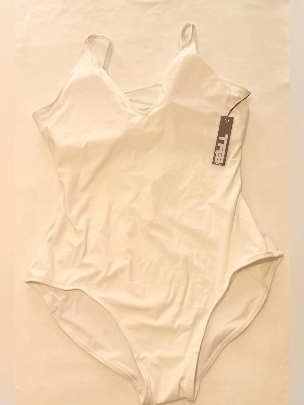 New Ta3 Plungey Swimsuit. White. 3X Regular/Long
